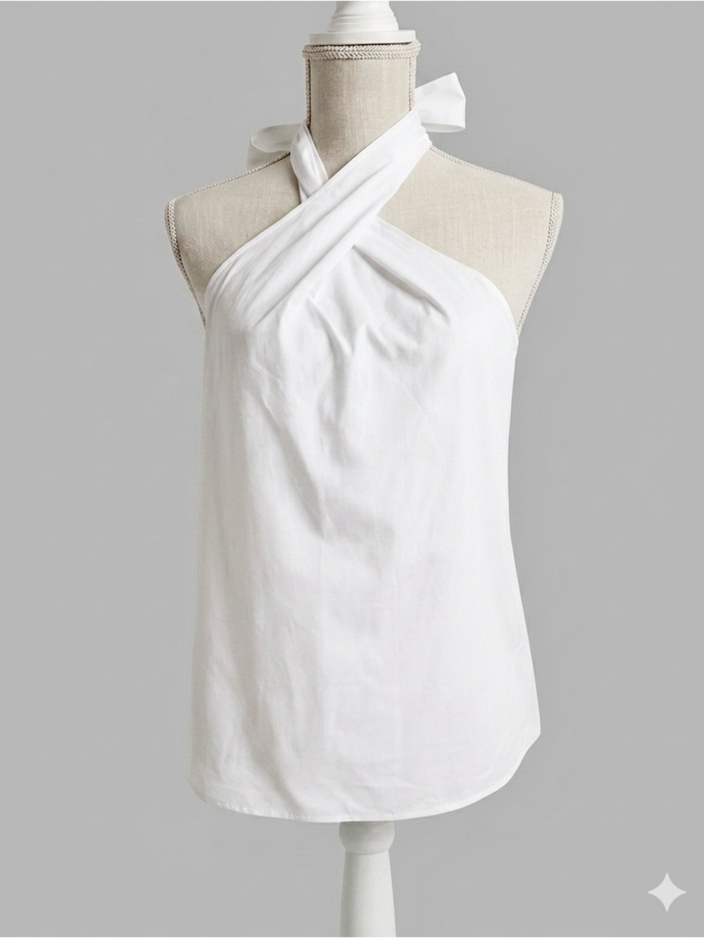 NWT J. Crew White Organic Cotton Poplin Cross Front Halter Blouse M